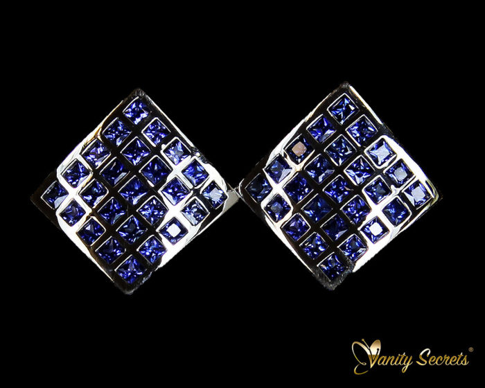 Vanity Secrets London Earrings Ceylon Sapphire Princess Carree