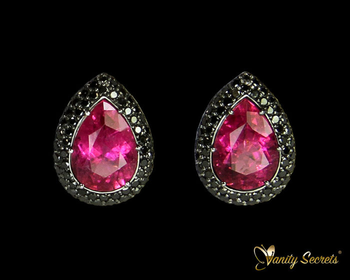 Vanity Secrets Londo Earrings Pink Tourmaline Black Diamonds