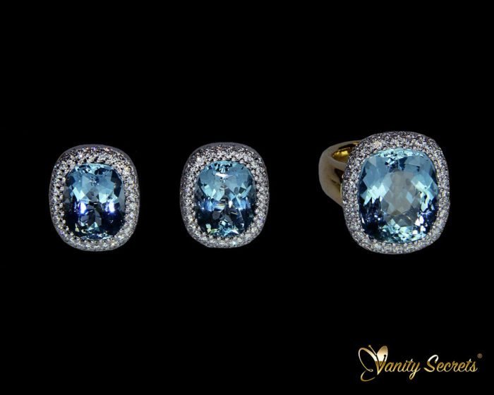 Vanity Secrets London Earrings Ring Aquamarine